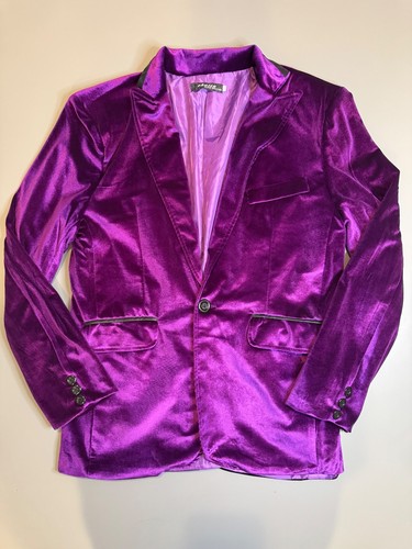 Men purple velvet blazer - purple,